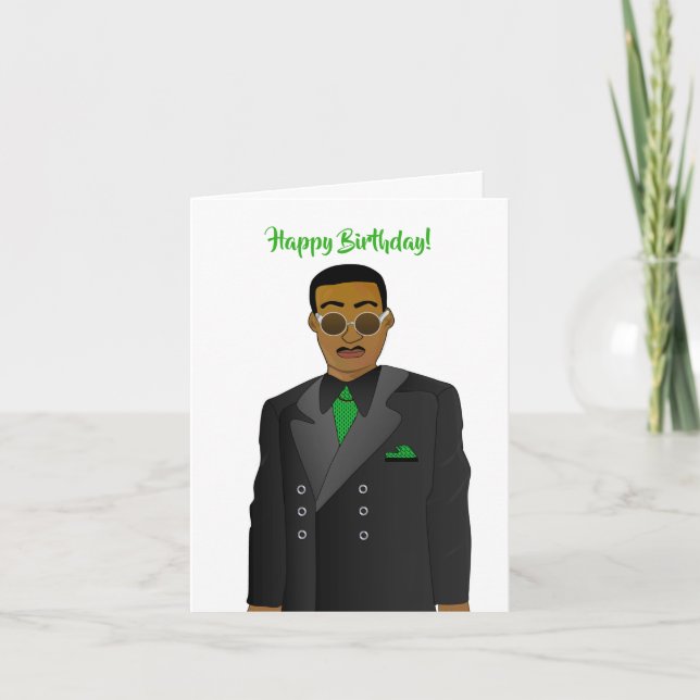Afrikansk amerikansk Pappa i Kostym Tie Birthday Kort (Framsida)
