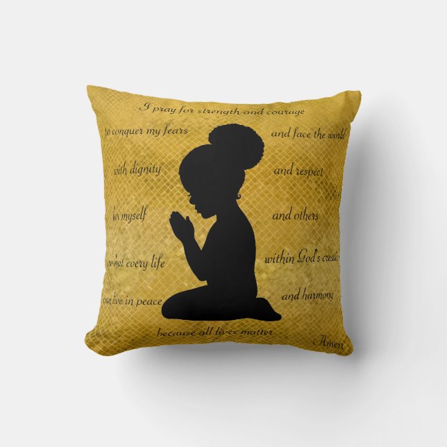 Afrikansk amerikansk Pillow Child Praying Silhouet Kudde (Framsida)