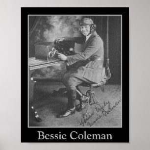 Afrikansk-amerikansk pilot Bessie Coleman Porträtt Poster