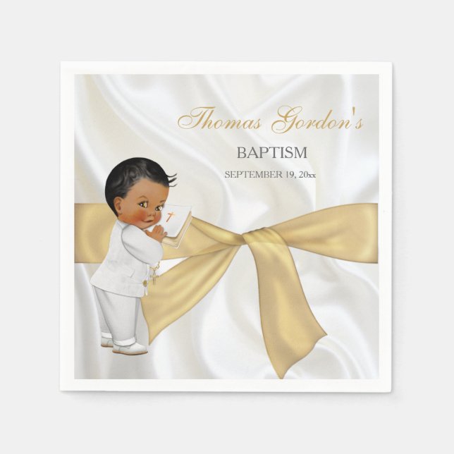 Afrikansk amerikansk Pojke Baptism Christening Pappersservett (Framsidan)