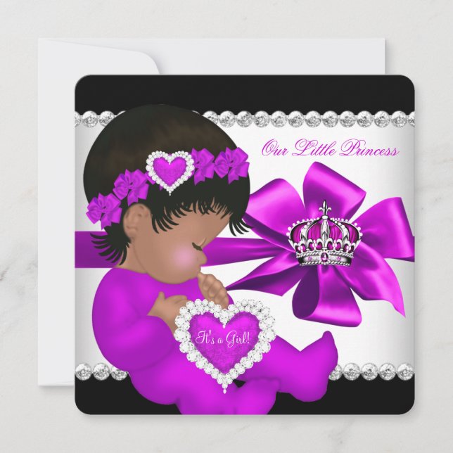 Afrikansk amerikansk princess Baby Shower Girl Lil Inbjudningar (Framsida)