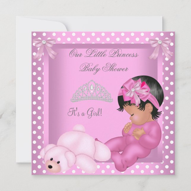 Afrikansk amerikansk princess Baby Shower Girl Ros Inbjudningar (Framsida)