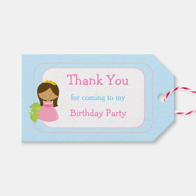 Afrikansk amerikansk Princess-Födelsedagsfest Presentetikett (Framsidan (Horizontal))