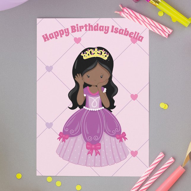Afrikansk amerikansk Princess Girl Anpassningsbar  Kort (Skapare uppladdad)