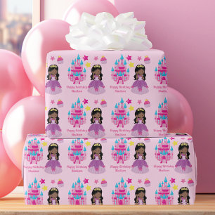 Afrikansk amerikansk princess Girl Cute Rosa Birth Presentpapper