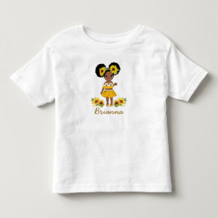 Afrikansk amerikansk princess Girl SunblomPuff Hai T Shirt