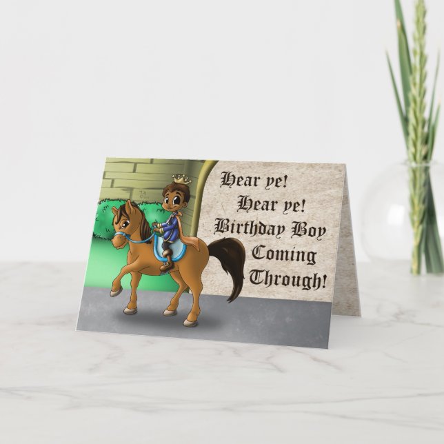 Afrikansk amerikansk prins och Horse Birthday Kort (Framsida)