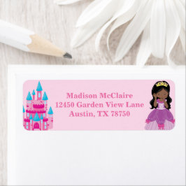 Afrikansk amerikansk prinsessa Cute Rosa Returadre Returadress Etikett