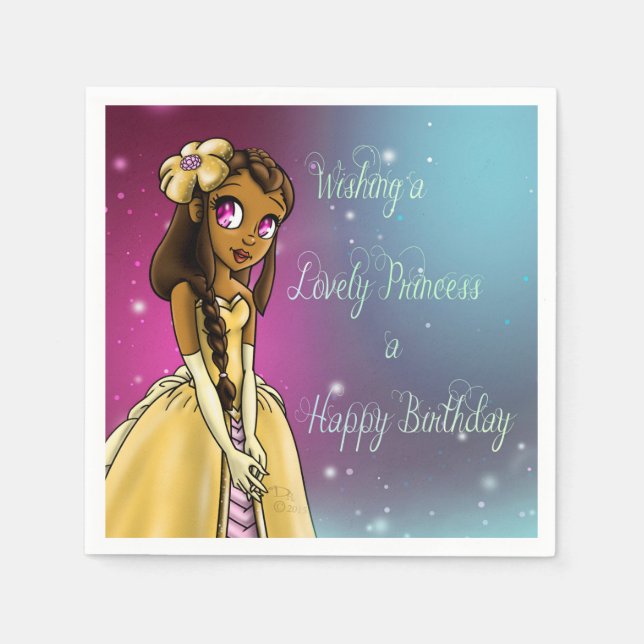 Afrikansk amerikansk prinsessa Loely Birthday Pappersservett (Framsidan)
