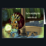Afrikansk amerikansk prinsessa och Lunar Moth Birt Hälsningskort<br><div class="desc">En ung prinsessa ser att glödande bollar flyter runt henne och når en och ser en månmö inuti. Månadstimmarna representerar förändring eller skapar skillnad. Framför henne säger hon: "Du är allt som gör den här dagen Speciell."</div>