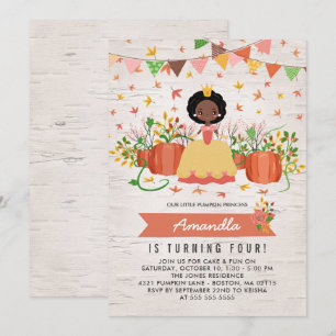 Afrikansk amerikansk Pumpkin Princess Födelsedagsf Inbjudningar