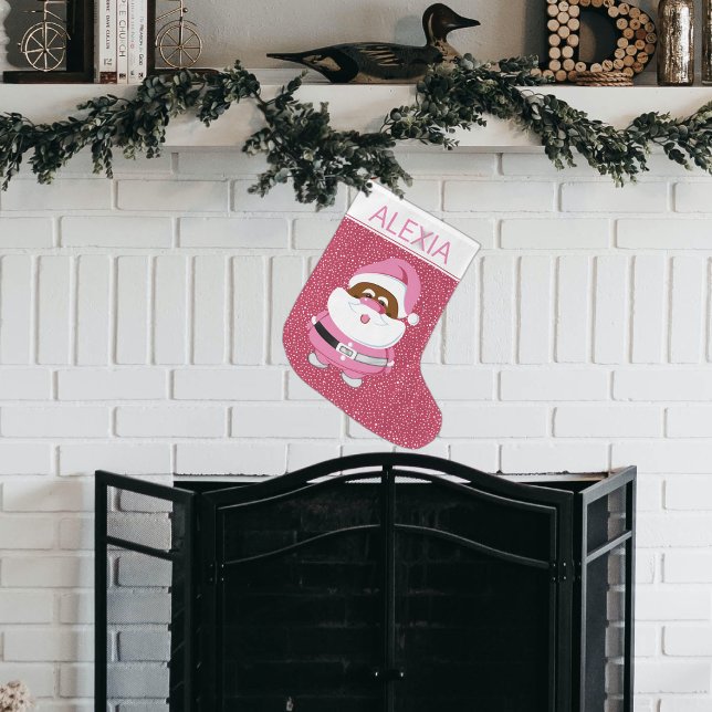 Afrikansk-amerikansk rosa i Jultomten Stor Julstrumpa (Skapare uppladdad)