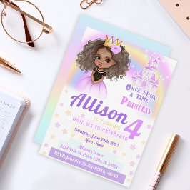 Afrikansk amerikansk rosa prinsessans födelsedag inbjudningar
