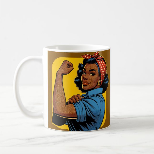Afrikansk amerikansk Rosie Riveter Kaffemugg (Vänster)