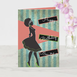 Afrikansk-amerikansk Silhouette Birthday Kort