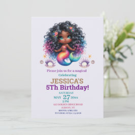 Afrikansk amerikansk Sjöjungfru 5:e födelsedagsfot Inbjudningar