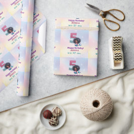 Afrikansk amerikansk Sjöjungfru 5 födelsedagen Presentpapper