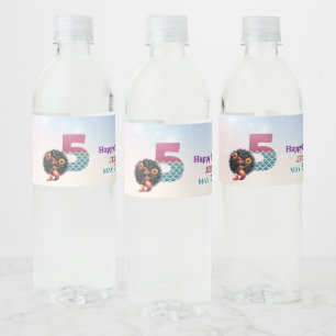 Afrikansk amerikansk Sjöjungfru 5 födelsedagen Vattenflaskor Etikett