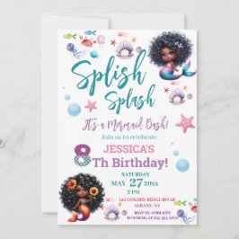 Afrikansk amerikansk Sjöjungfru Bash 8:e födelseda Inbjudningar