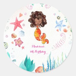 Afrikansk amerikansk Sjöjungfru Birthday Tack Runt Klistermärke