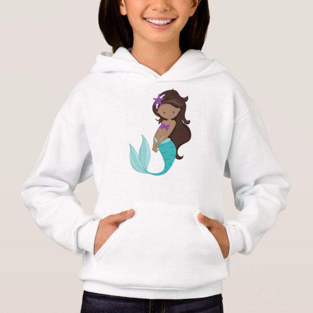 Afrikansk amerikansk Sjöjungfru, Brown Hair, Starf T Shirt (Framsida)