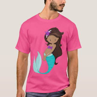 Afrikansk amerikansk Sjöjungfru Brown Hair Starfis T Shirt
