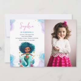 Afrikansk amerikansk Sjöjungfru Foto Birthday Inbjudningar