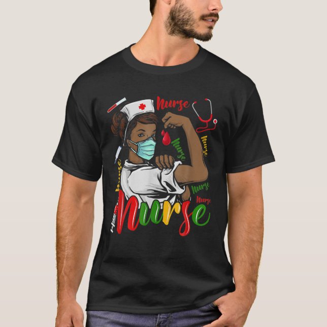 Afrikansk amerikansk sjuksköterskehistoria Månad P T Shirt (Framsida)