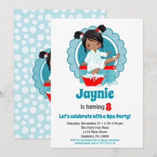 Afrikansk amerikansk Spa Party Girls Birthday Inbjudningar