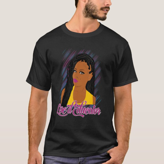 Afrikansk amerikansk svart lärare med lång erfaren t shirt (Framsida)