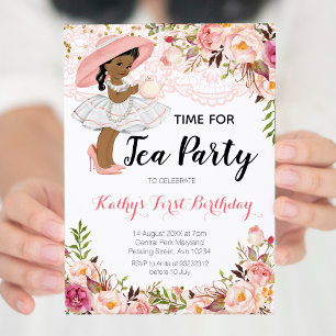 Afrikansk amerikansk Tea Födelsedagsfest inbjudan