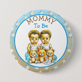 Afrikansk-amerikansk Twin Boy's Baby Shower Mamma  Knapp