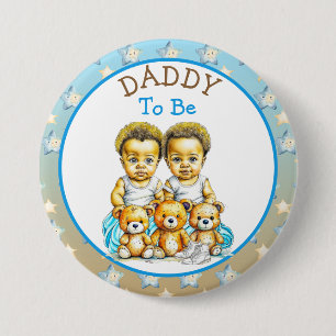 Afrikansk-amerikansk Twin Boy's Baby Shower Pappa Knapp