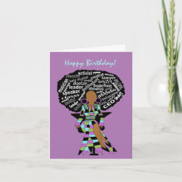 Afrikansk amerikansk Woman Ord Art Birthday-kort Kort