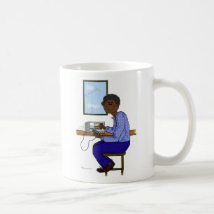 Afrikansk amerikanskinka radiosände operatören kaffemugg