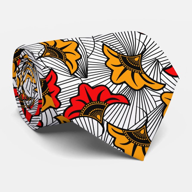 Afrikansk Ankara Red and Guld Blommigt Patterned Slips (Rullad)