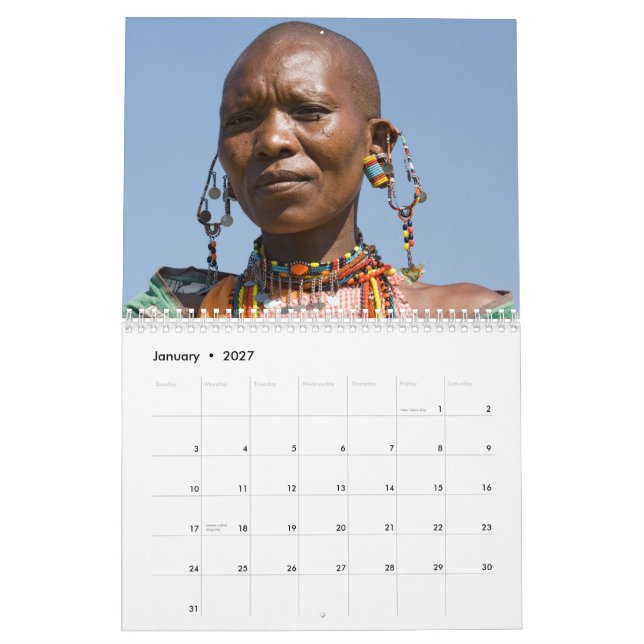 Afrikansk Ansikte Wall Calendar Kalender (Jan 2027)