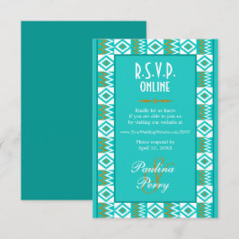Afrikansk Aqua Teal Blå Kente RSVP Online Bifogad OSA Kort
