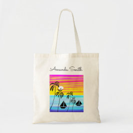 Afrikansk Art Cute Tropical Sunset Sailing Tygkasse
