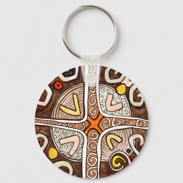 Afrikansk Art Keychain Nyckelring (Framsida)