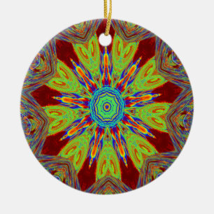 Afrikansk asiatisk europeisk etnisk mönster julgransprydnad keramik