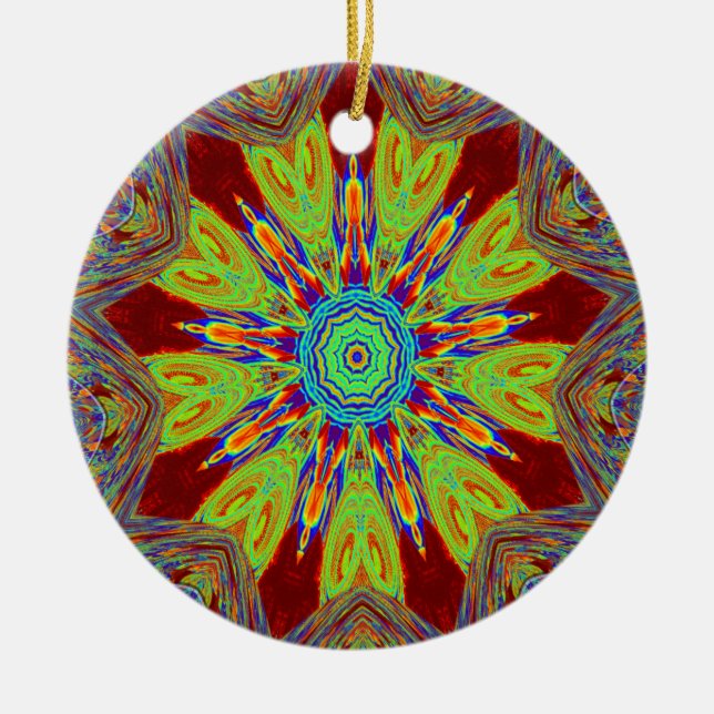 Afrikansk asiatisk europeisk etnisk mönster julgransprydnad keramik (Framsidan)