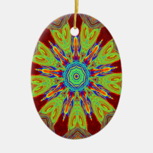 Afrikansk asiatisk europeisk etnisk mönster julgransprydnad keramik