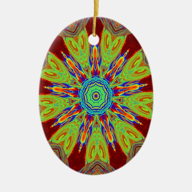 Afrikansk asiatisk europeisk etnisk mönster julgransprydnad keramik (Framsidan)