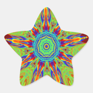 Afrikansk asiatisk europeisk etnisk mönster stjärnformat klistermärke