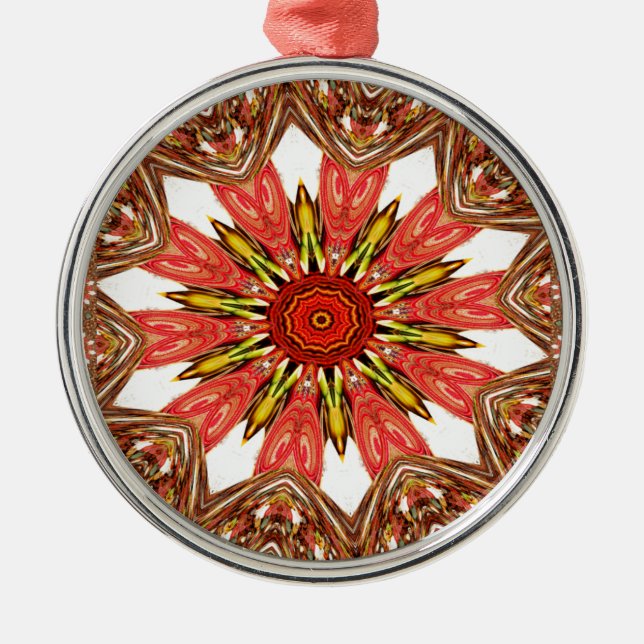 Afrikansk asiatisk traditionell edgy mönster julgransprydnad metall (Framsidan)