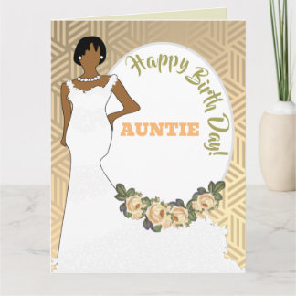 Afrikansk Auntie Birthday i guld Blommigt Kort