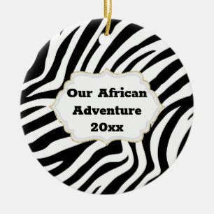 Afrikansk äventyr DIY-fotoår zebra ränder Julgransprydnad Keramik