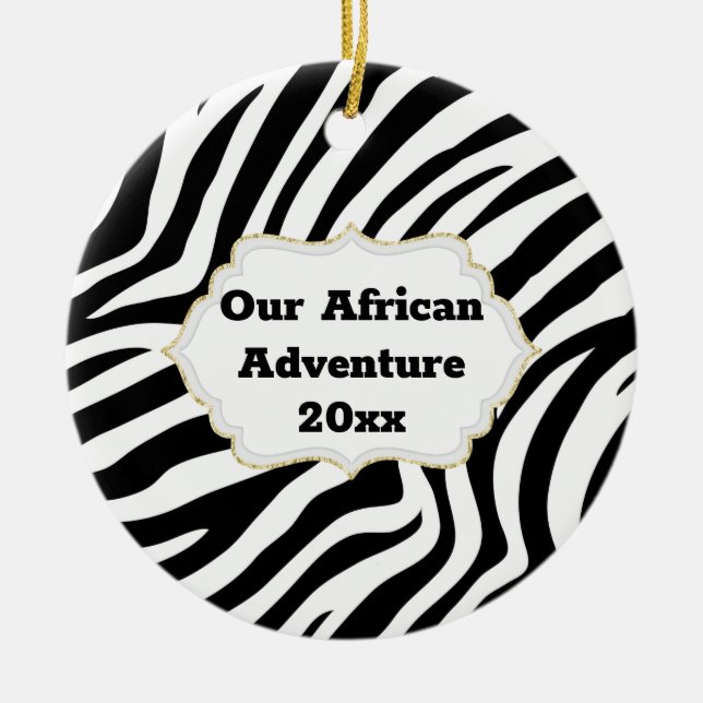 Afrikansk äventyr DIY-fotoår zebra ränder Julgransprydnad Keramik (Framsidan)