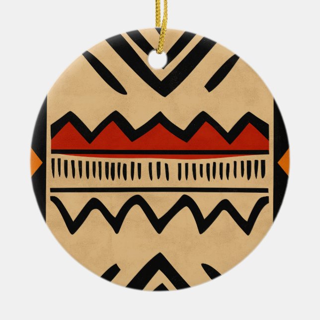 Afrikansk bakgrund i varmt färg julgransprydnad keramik (Framsidan)
